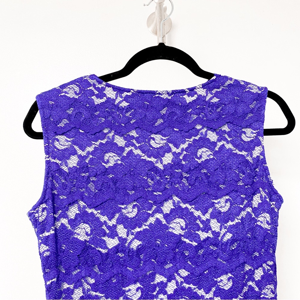 Badgley Mischka Cobalt Lace V-Neck Midi Dress - Picture 4 of 7